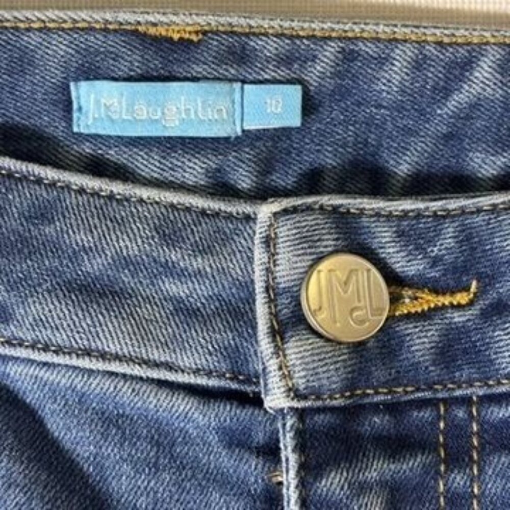 J.McLaughlin Denim Skirt Size 10 Raw Hem Blue Womens Casual Cotton Blend - Picture 2 of 9